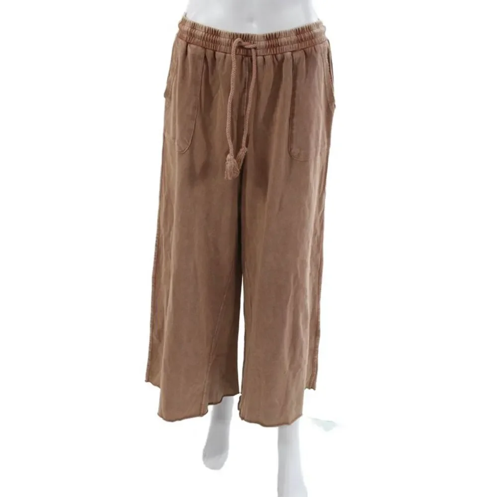 Easel Women Sweatpants Brown Knit Drawstring Size L